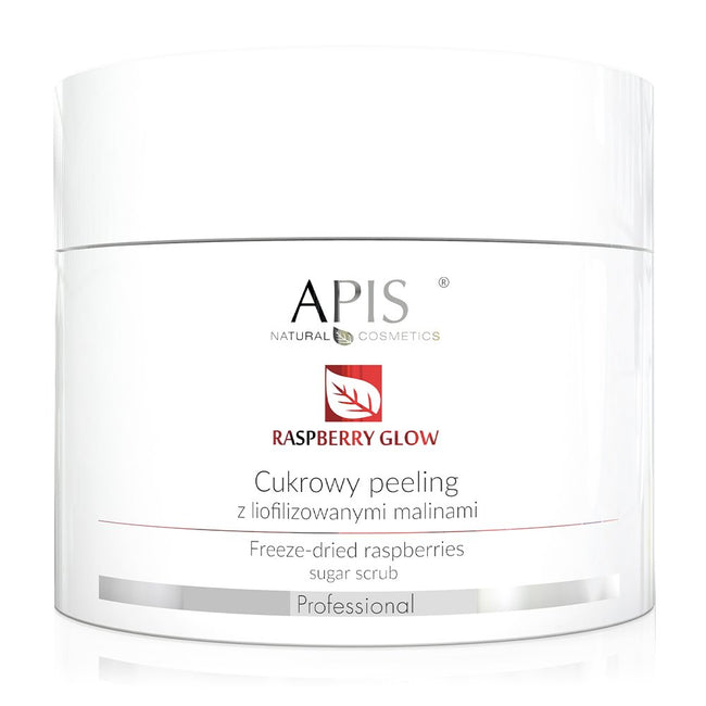 APIS Raspberry Glow cukrowy peeling z liofilizowanymi malinami 220g
