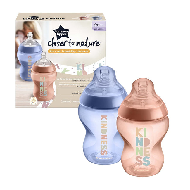 Tommee Tippee Closer To Nature butelka do karmienia ze smoczkiem silikonowym 3m+ Kindness 2x340ml