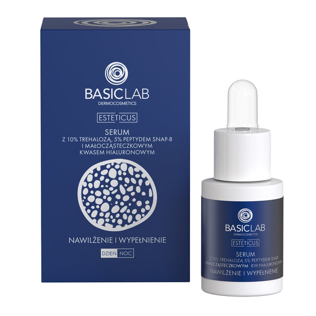 BasicLab Esteticus serum z 10% trehalozą 5% peptydem SNAP-8 i małocząsteczkowym kwasem hialuronowym 15ml