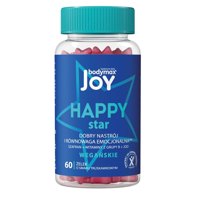 Bodymax Joy Happy Star dobry nastrój i równowaga emocjonalna suplement diety 60 żelek o smaku truskawkowym