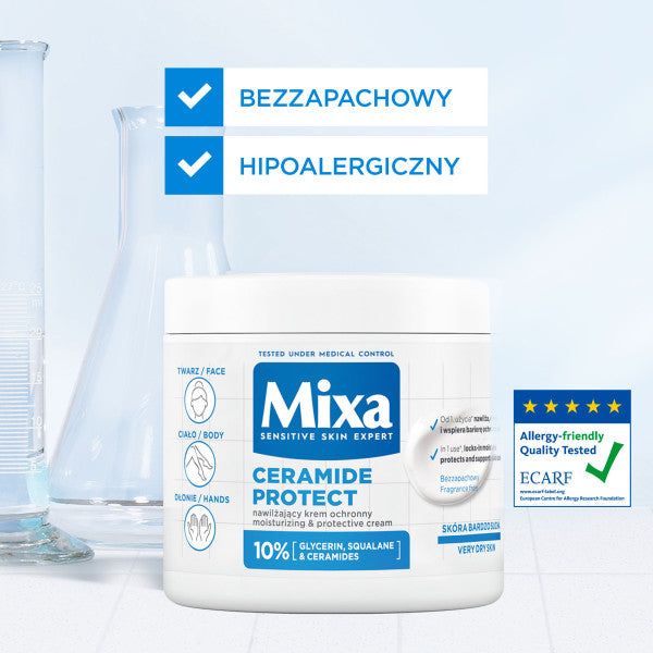 MIXA Ceramide Protect nawilżający krem ochronny do twarzy dłoni i ciała 400ml