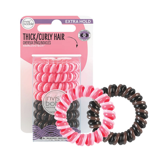 Invisibobble Extra Hold gumki do włosów Pink/Brown 8szt.