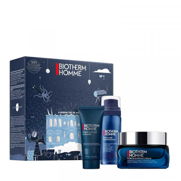 Biotherm Anti-Age Homme zestaw Force Supreme Cream krem do twarzy 50ml + Force Supreme Cleanser żel do mycia twarzy 40ml + Foamshaver Mousse Rasage pianka do golenia 50ml