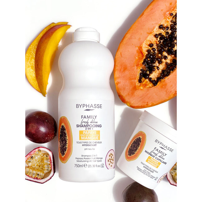 Byphasse Family Fresh Delice Mask maska do wszystkich rodzajów włosów Papaya & Passion Fruit & Mango 250ml