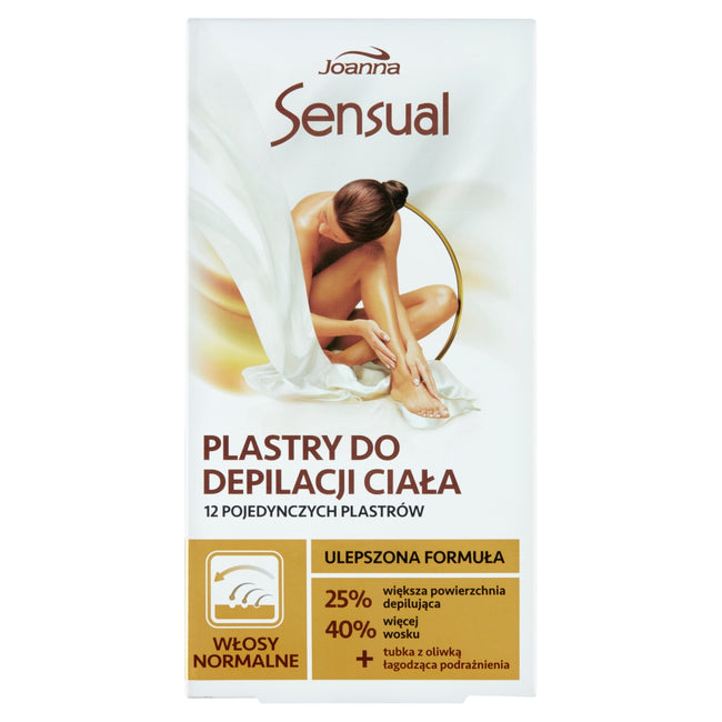 Joanna Sensual plastry do depilacji ciała włosy normalne 12szt + tubka z oliwką łagodzącą 10ml