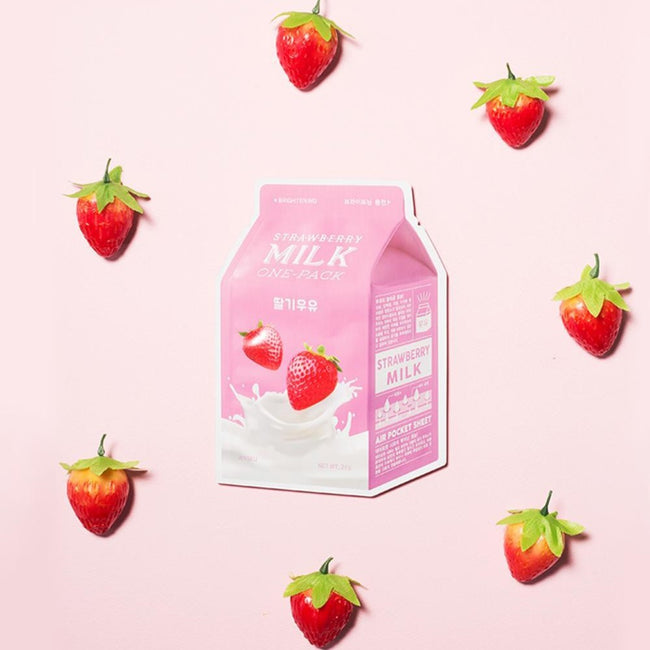 A'Pieu Strawberry Milk One-Pack rozjaśniająca maseczka w płachcie Truskawka  20g