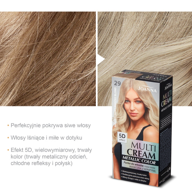 Joanna Multi Cream Metallic Color farba do włosów 29 Bardzo Jasny Śnieżny Blond
