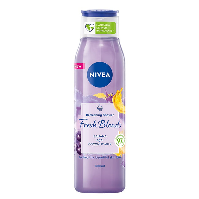 Nivea Beauty Touch zestaw Fresh Blends Banan i Acai żel pod prysznic 300ml + Pearl & Beauty Black Pearl antyperspirant spray 150ml + Blackberry Shine pomadka do ust 4.8g