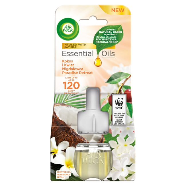 Air Wick Essential Oils wkład do elektrycznego odświeżacza Kokos i Kwiat Migdałowca 19ml