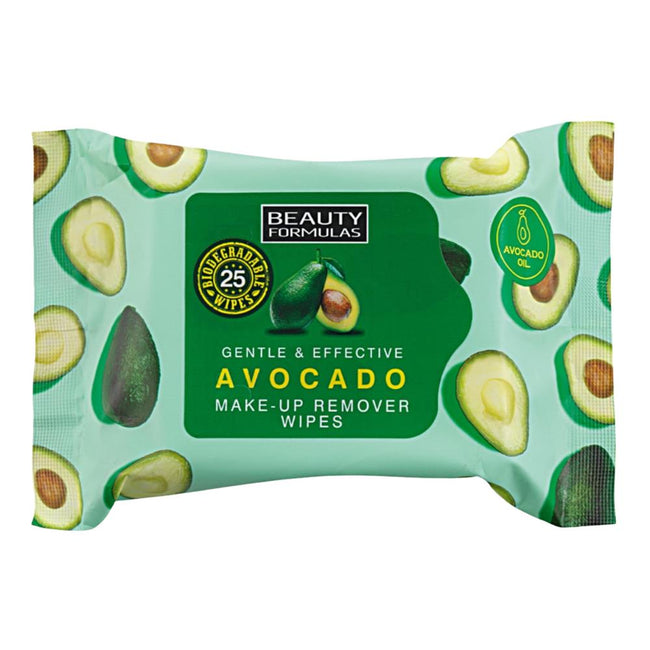 Beauty Formulas Avocado Make-Up Remover Wipe chusteczki do demakijażu z olejkiem z awokado 25szt.
