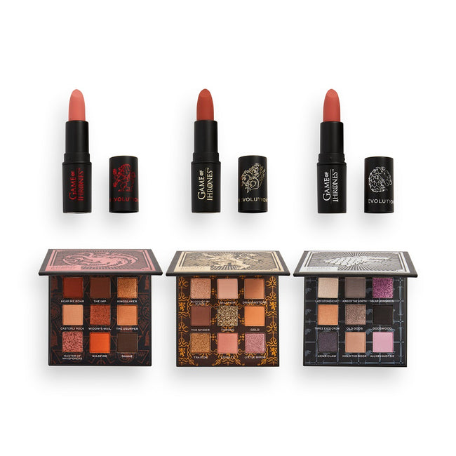 Makeup Revolution X Game of Thrones When You Play The Game Of Thrones You Win Or Die Set zestaw upominkowy z paletkami cieni i pomadkami do ust 6szt