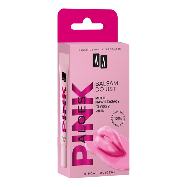 AA Aloes Pink multinawilżający balsam do ust Glossy Pink 10g
