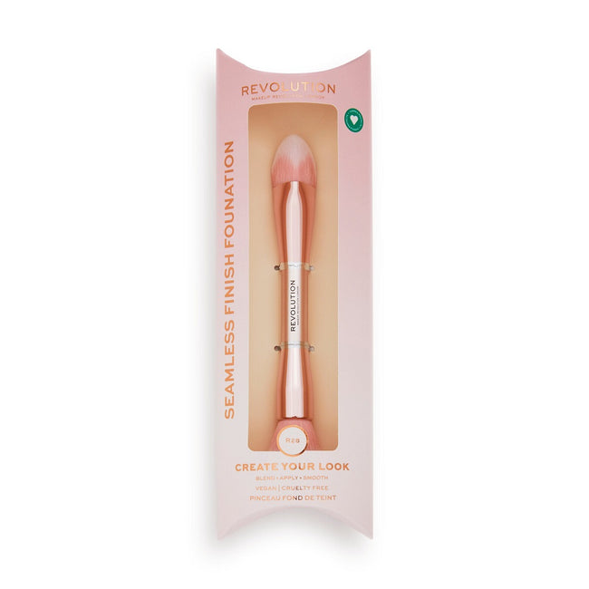 Makeup Revolution Create Seamless Finish Double Ended Foundation Brush dwustronny pędzel do precyzyjnego rozprowadzania podkładu R28