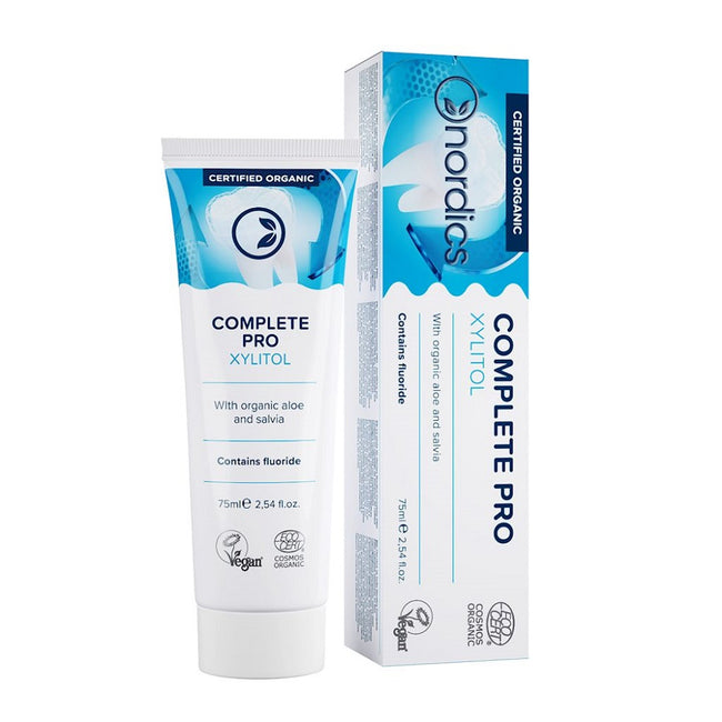 Nordics Complete Pro Organic Toothpaste organiczna pasta do zębów z fluorem Aloe & Salvia 75ml