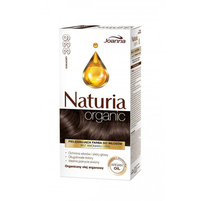 Joanna Naturia Organic pielęgnująca farba do włosów bez amoniaku i PPD 339 Kakaowy