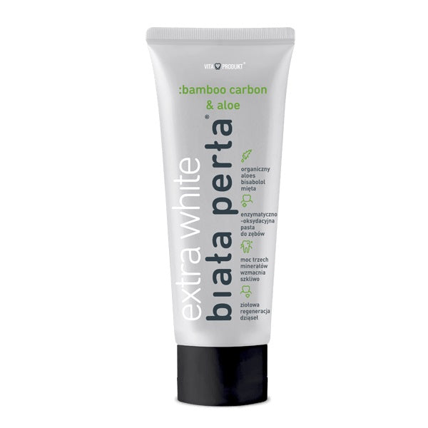 Biała Perła Bamboo Carbon & Aloe czarna pasta wybielająca do zębów 75ml