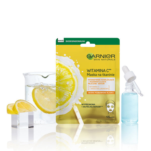 Garnier Skin Naturals Vitamin C Sheet Mask nawilżająca maska na tkaninie z witaminą C 28g