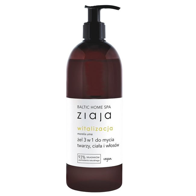 Ziaja Baltic Home Spa Witalizacja żel 3w1 do mycia twarzy ciała i włosów Morela Ume 500ml