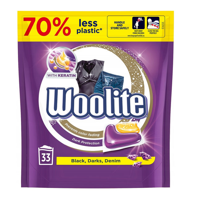 Woolite Black Darks Denim kapsułki do prania do tkanin ciemnych z keratyną 33szt