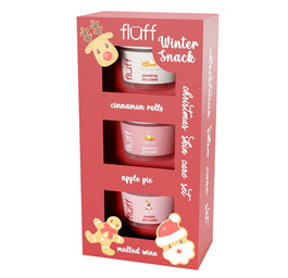 Fluff Winter Snack zestaw peeling do ciała Cinnamon 100ml + peeling do ciała Apple Pie 100ml + masło do ciała Mulled Wine 100ml