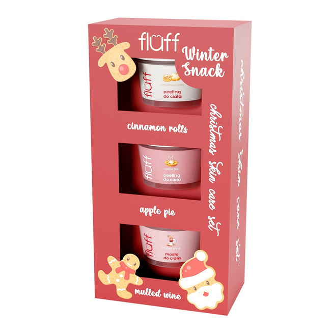 Fluff Winter Snack zestaw peeling do ciała Cinnamon 100ml + peeling do ciała Apple Pie 100ml + masło do ciała Mulled Wine 100ml