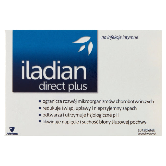 Iladian Direct Plus tabletki dopochwowe łagodzące objawy infekcji intymnych 10 tabletek