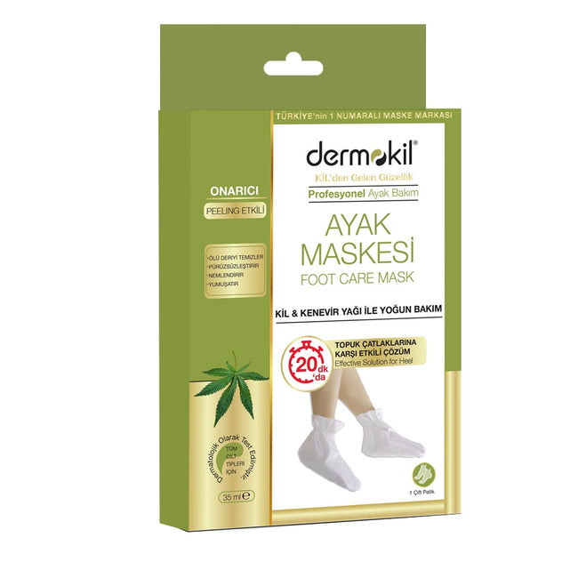 Dermokil Peeling Foot Mask peelingująca maska do stóp Clay&Hemp Oil 35ml