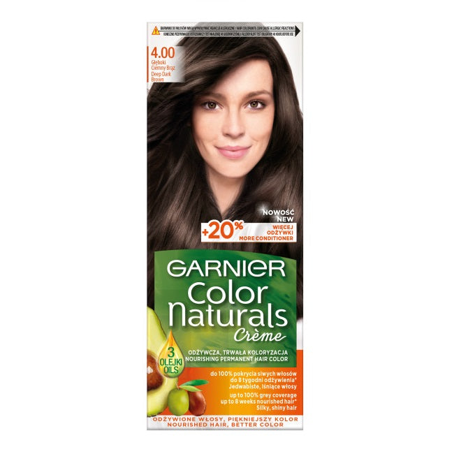 Garnier Color Naturals Creme krem koloryzujący do włosów 4.00 Głęboki Ciemny Brąz