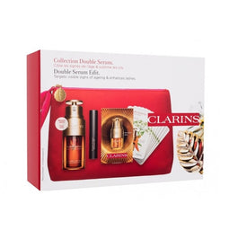 Clarins Double Serum Edit zestaw Double Serum serum do twarzy 30 ml +  Wonder Perfect Mascara 4D tusz do rzęs 3ml + Double Serum Eye 7 Days serum pod oczy 7x0.9ml + kosmetyczka