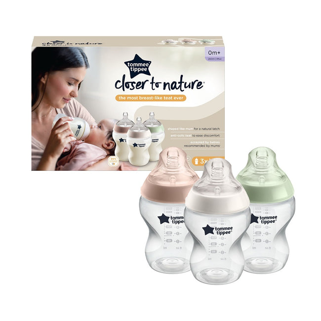 Tommee Tippee Closer To Nature butelka do karmienia antykolkowa 0m+ 3x260ml