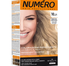 NUMERO Permanent Coloring farba do włosów 10.21 Glacial Ultra Light Blonde 140ml