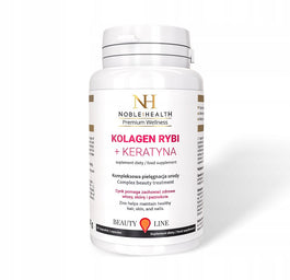 Noble Health Kolagen rybi + keratyna kompleksowa pielęgnacja urody suplement diety 60 kapsułek