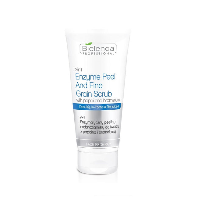 Bielenda Professional 2in1 Enzyme Peel & Fine Grain Scrub enzymatyczny peeling drobnoziarnisty do twarzy z papainą i bromelainą 150g