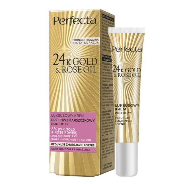 Perfecta 24K Gold & Rose Oil luksusowy krem przeciwzmarszczkowy pod oczy 15ml