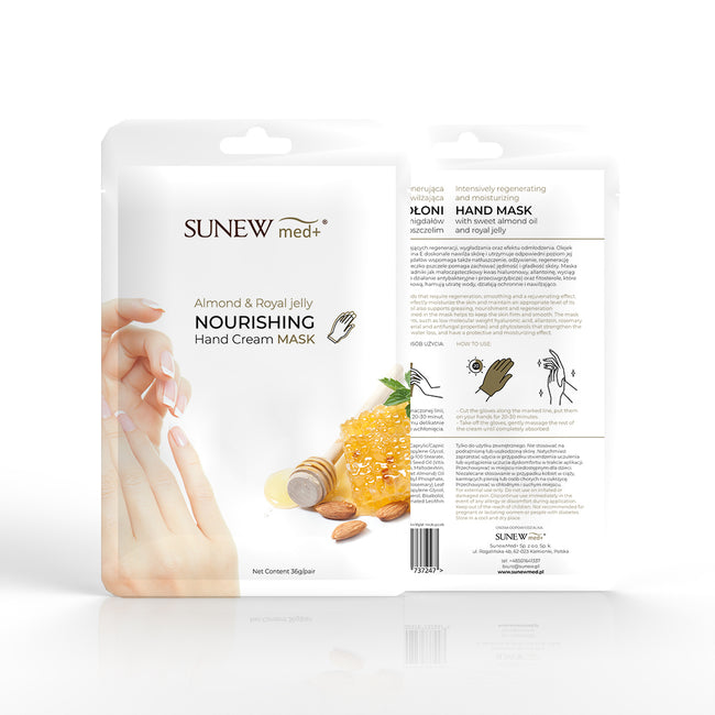 SunewMed+ Nourishing Hand Cream Mask nawilżająca maska do dłoni w formie rękawiczek Migdał i Mleczko Pszczele