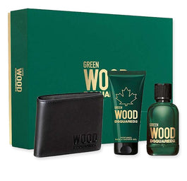 Dsquared2 Green Wood Pour Homme zestaw woda toaletowa spray 100ml + żel pod prysznic 100ml + portfel