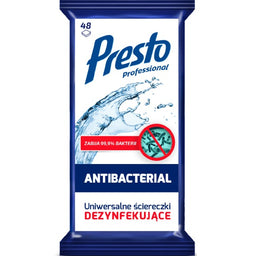 Presto Antibacterial uniwersalne ściereczki dezynfekujące 48szt.