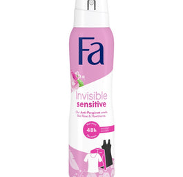 Fa Invisible Sensitive 48h antyperspirant w sprayu o zapachu róży i głogu 150ml