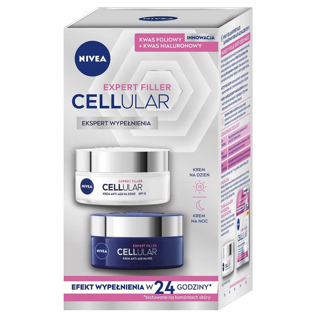 Nivea Cellular Expert Filler zestaw przeciwzmarszczkowy krem na dzień 50ml + przeciwzmarszczkowy krem na noc 50ml