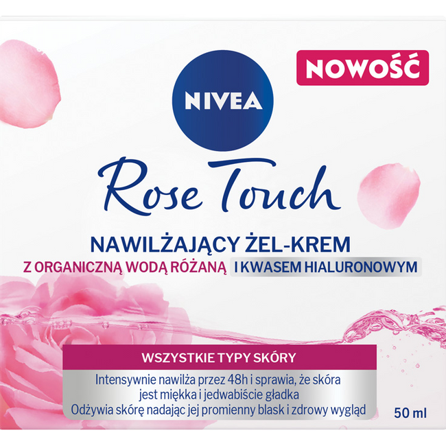 Nivea Rose Touch zestaw nawilżający żel-krem do twarzy 50ml + pianka oczyszczająca do twarzy 150ml + intensywnie nawilżająca maska w płachcie 1szt