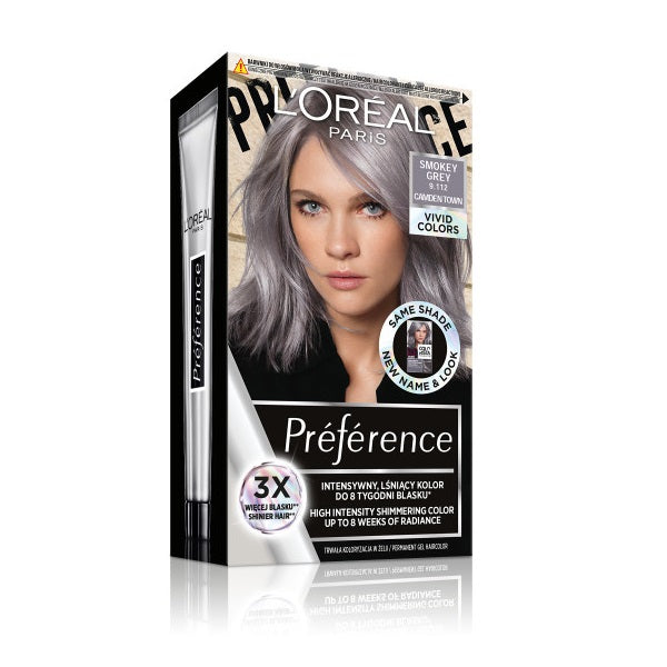 L'Oreal Paris Preference Vivid Colors trwała farba do włosów 9.112 Smokey Grey