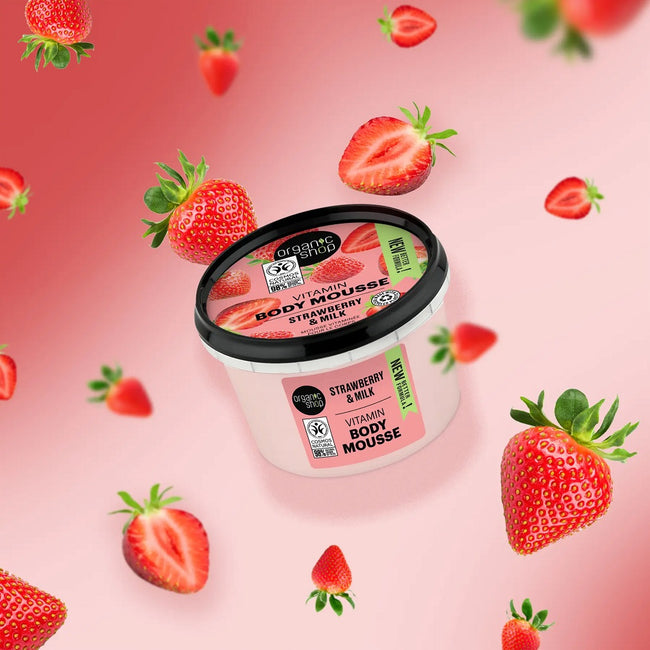 Organic Shop Organic Strawberry & Milk Body Mousse mus do ciała o zapachu truskawkowego jogurtu 250ml
