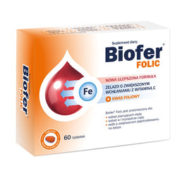 Biofer Folic żelazo o zwiększonym wchłanianiu z witaminą C i kwasem foliowym 60 tabletek