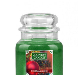 Country Candle Średnia świeca zapachowa z dwoma knotami Christmas Is Here 453g