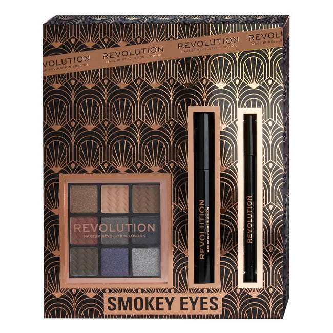 Makeup Revolution Smokey Eyes zestaw konturówka do oczu + tusz do rzęs + paletka cieni do powiek
