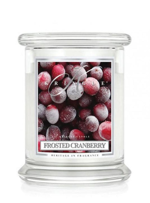 Kringle Candle Średnia świeca zapachowa z dwoma knotami Frosted Cranberry 411g