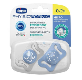 Chicco PhysioForma silikonowy smoczek do uspokajania Micro 0-2m+ Niebieski 2szt.