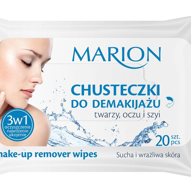 Marion Make-up Remover Wipes chusteczki do demakijażu twarzy oczu i szyi  - sucha i wrażliwa skóra 20szt