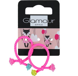 Glamour Kids gumki do włosów Różowy Neon 2szt.