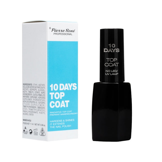 Pierre Rene 10 Days Top Coat preparat nawierzchniowy przedłużający trwałość manicure 11ml
